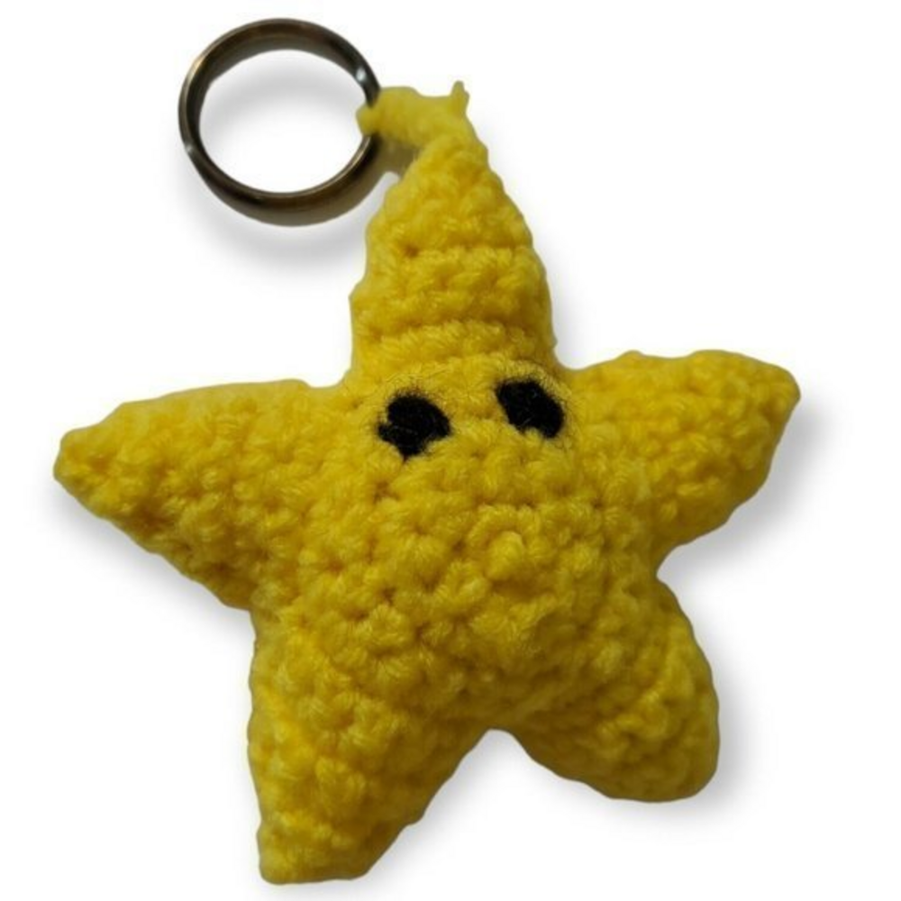 Handmade Crochet Nintendo‎ Super Mario Star Keychains